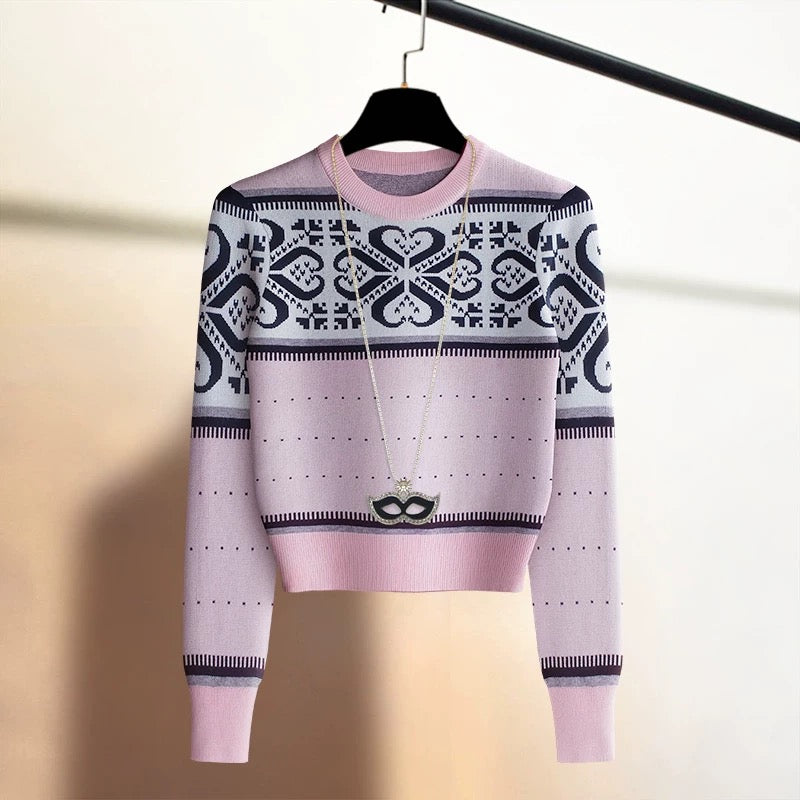 French-style small fragrance, foreign style, high-end pullover sweater, slimming, high-waisted, chic, warm top, knitted sweater for women