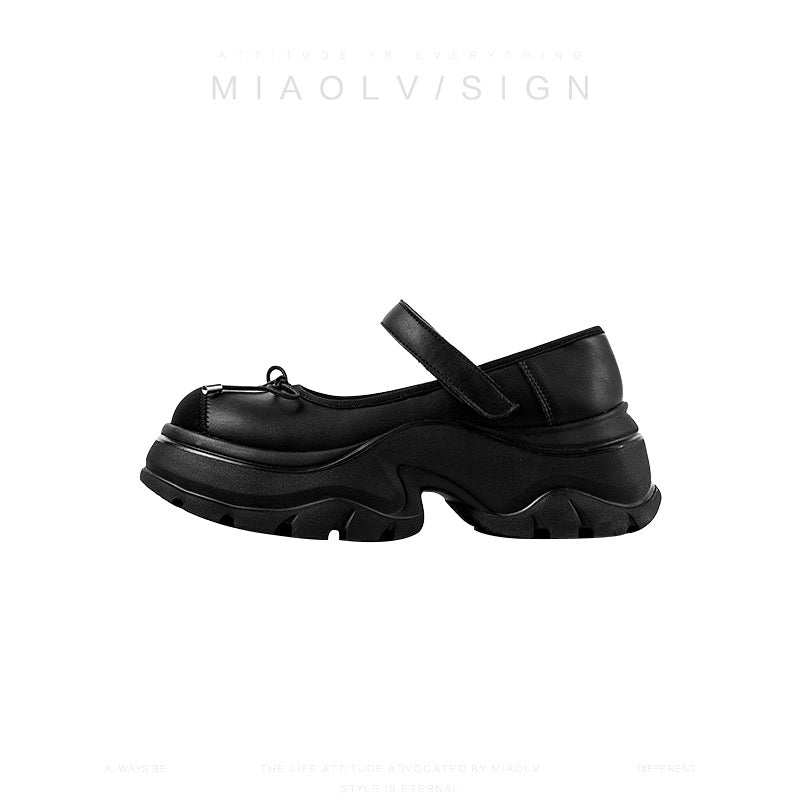 "Wonderful Couple" Idol Trainee~Casual Thick Sole Mary Jane Women's Shoes 2024 Spring and Autumn Pumpkin Single Leather Shoes