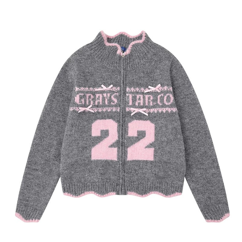 NERESUM American-style letter print cardigan sweater for women, autumn and winter, preppy style, sweet short knit cardigan coat.