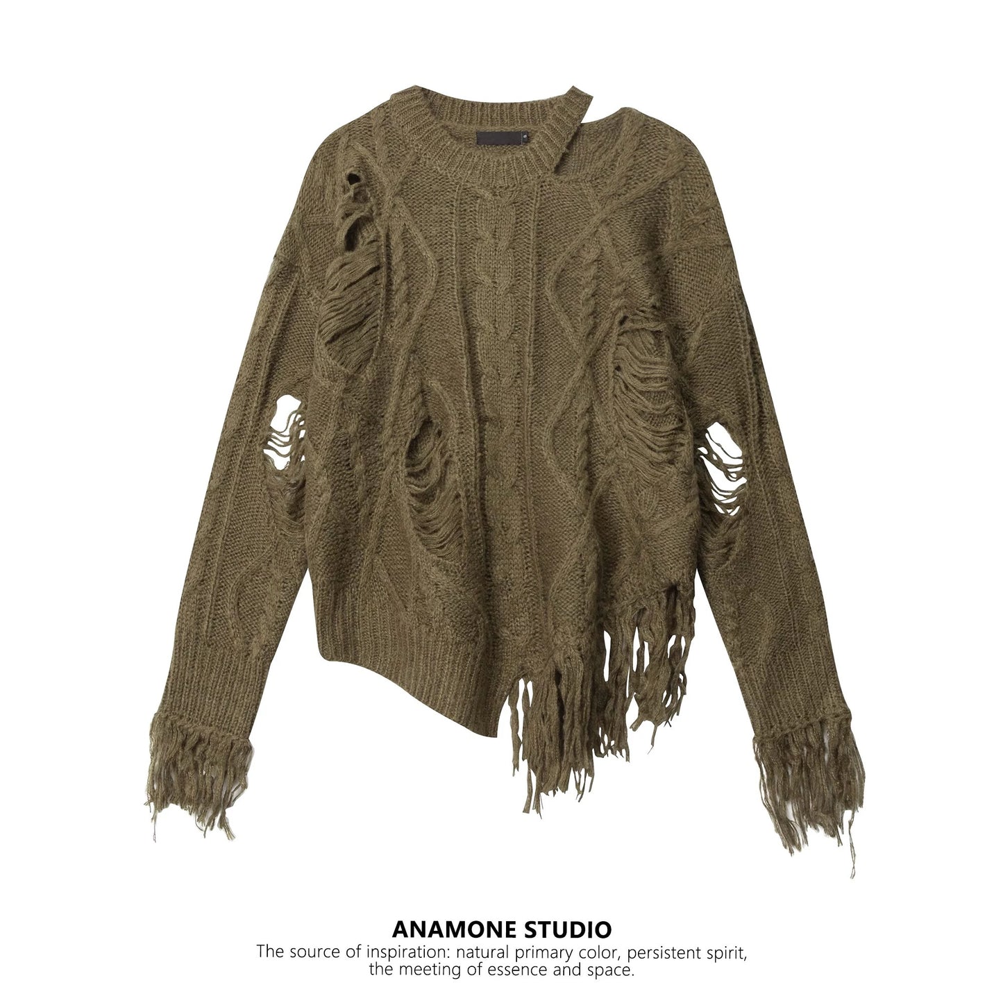 Wasteland style hole beggar sweater women autumn and winter 2025 new design niche loose lazy irregular top