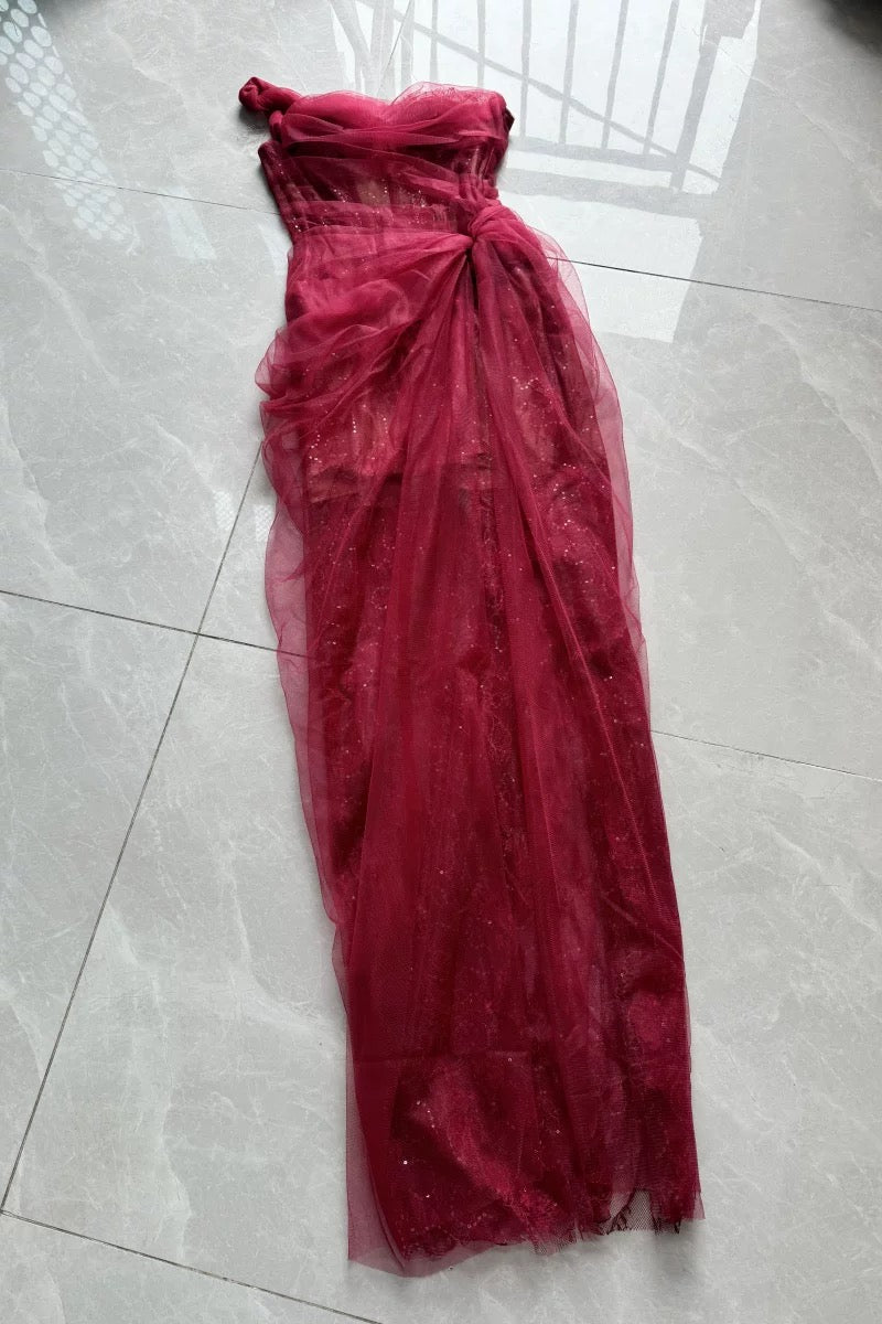 Vietnam's niche light gauze tube top suspender dress, high-end dress, salt style, light and mature style mesh skirt, seaside D6655