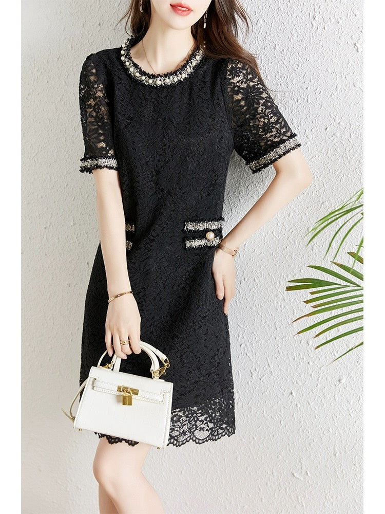 Xiaoxiangfeng lace dress for women summer 2024 new loose slimming elegant elegant fat mm casual lace dress