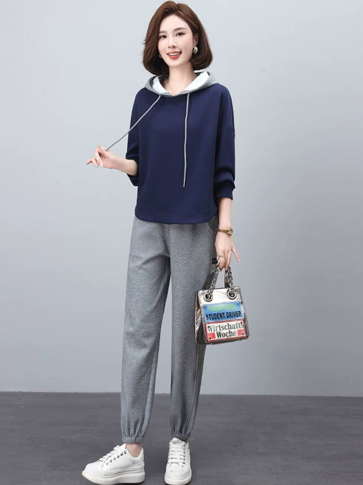Sports Suit 2024 New Early Autumn Wear A Complete Set of Early Autumn Age Reduction, Western Fashion, Covering Flesh and Slimming Two-piece Set