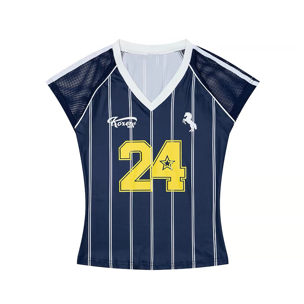 Baobaotang Women's Retro American Sporty Striped Short-Sleeve Jersey-Style Tee – Slim-Fit, Color-Block Graphic Top