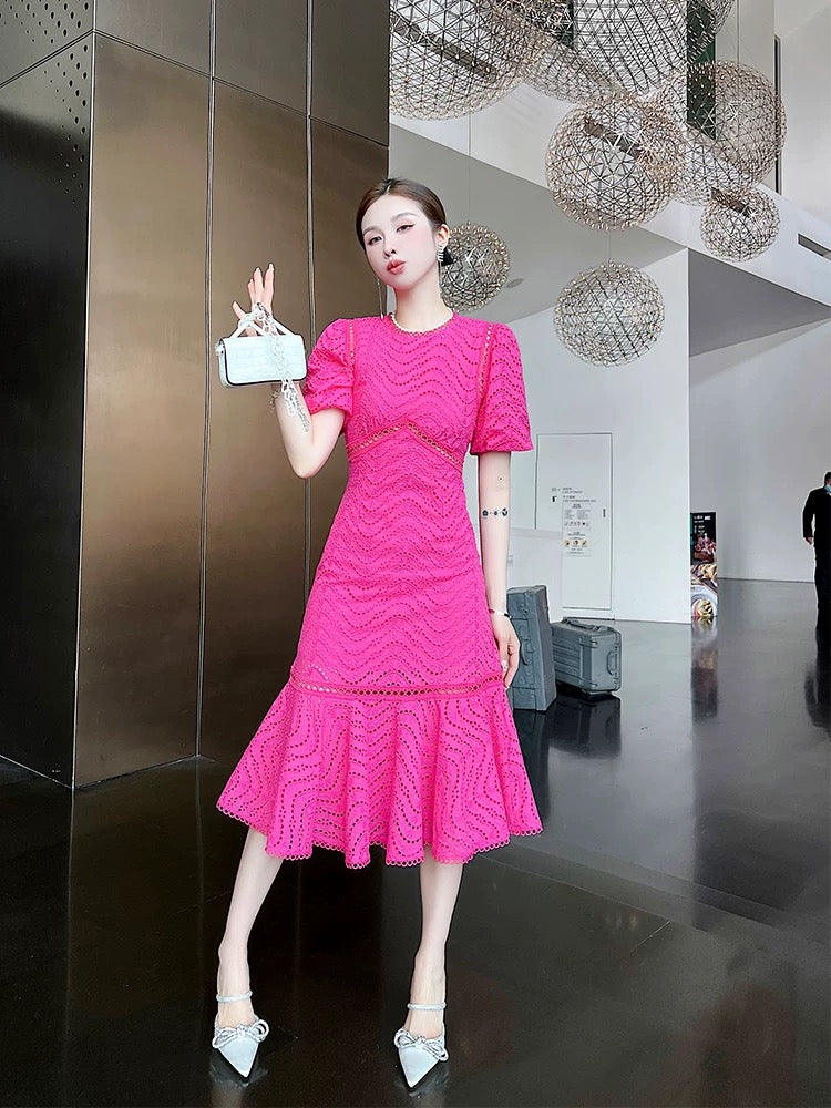 Summer women's 2025 new fishtail mid-length skirt textured high waist slim fit temperament high-end dress