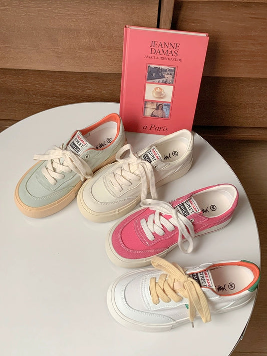Lulu Dan Korean versatile white shoes for women 2023 new summer thin breathable canvas shoes student niche sneakers