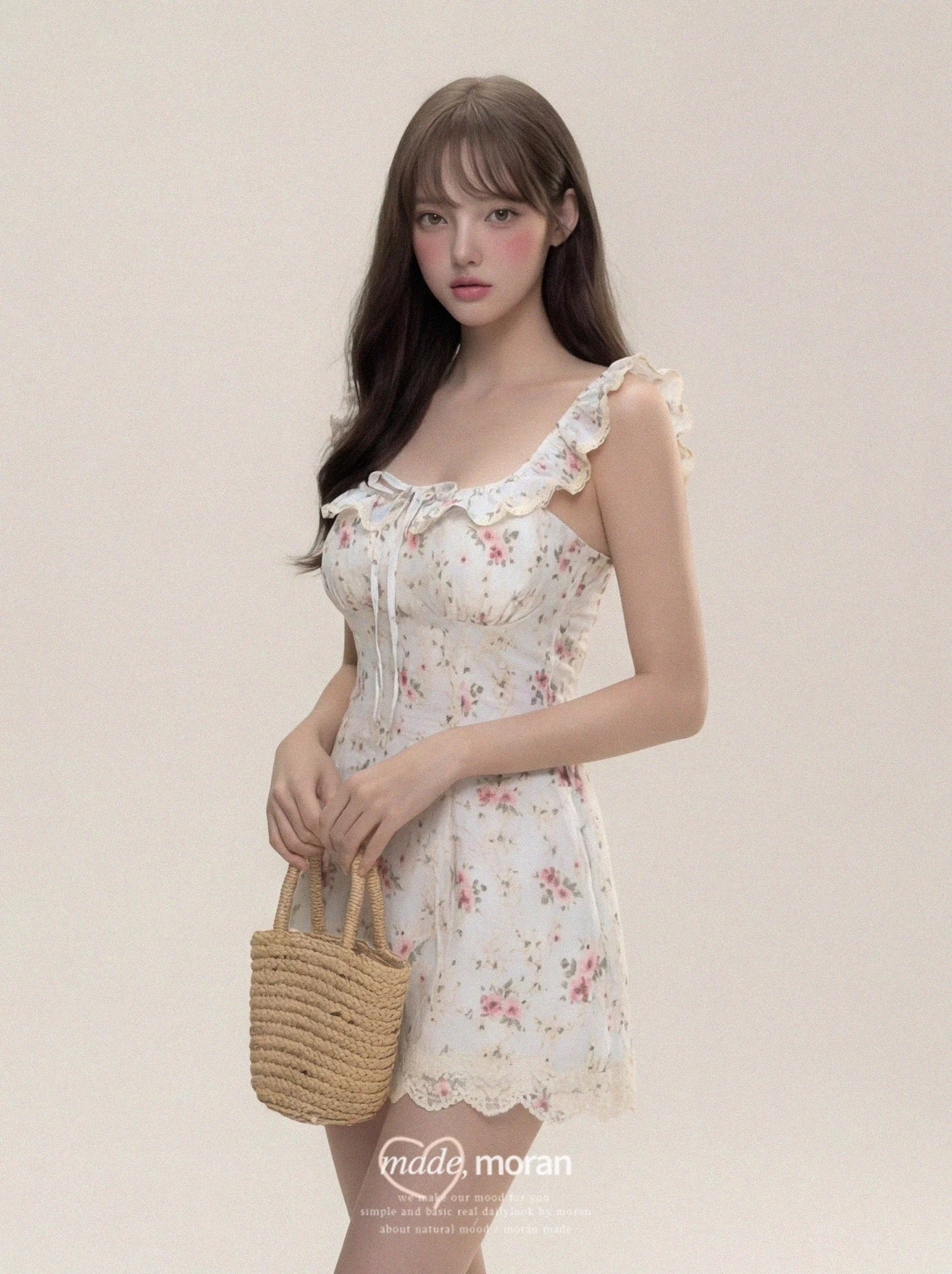 2026 New French-Style Floral Print Dress for Women, Summer Style, Slim Fit, Waist-Defining, Pretty Spaghetti Strap Dress, Cute and Sweet