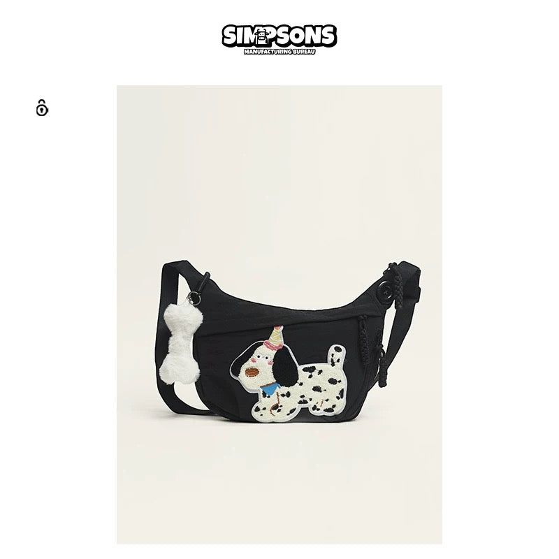 SIMP crossbody dumpling bag, cute and large capacity, cartoon-shaped charm, stylish and versatile canvas bag for travel and commuting.