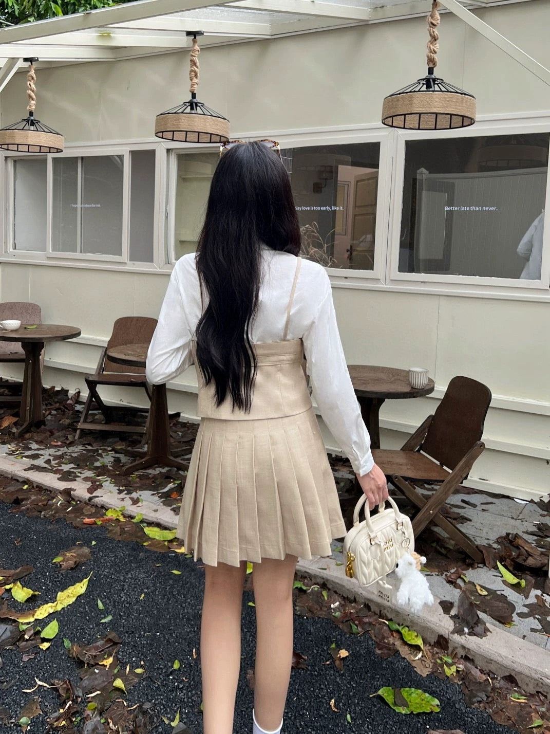 2024 Early Autumn New Haute Couture Color Block Top Pleated Skirt Suit Two Piece Western Style Age Reduction Shenzhen Nanyou