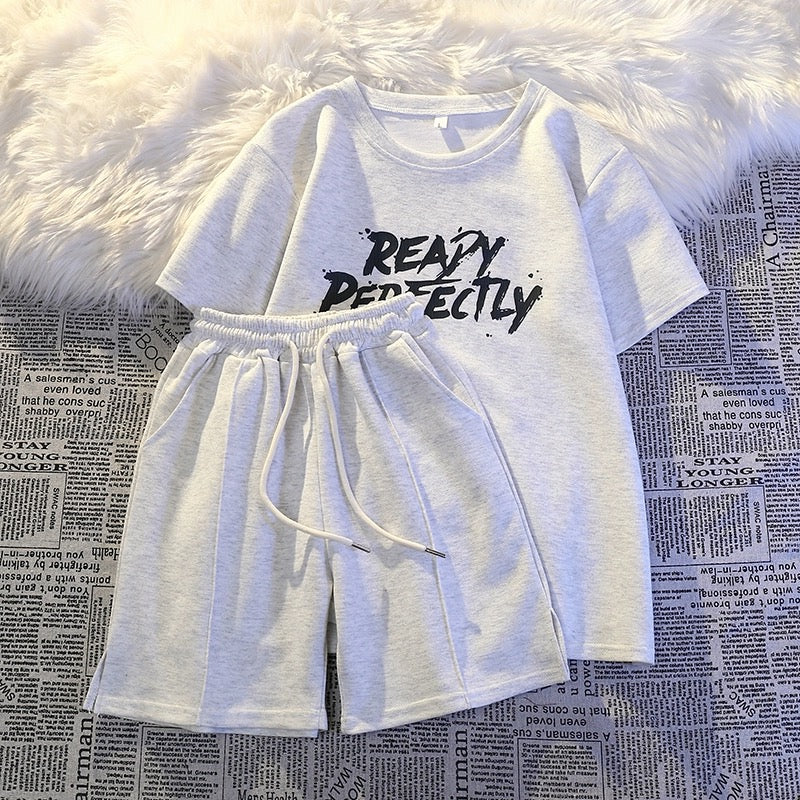 Small casual shorts suit for women summer 2024 new loose and slim running sportswear short-sleeved two-piece set