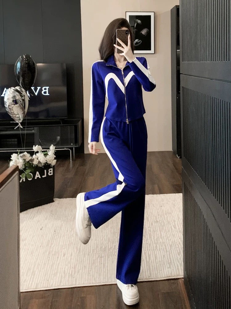 This year's popular fashion suits for women in autumn are slim, trendy and age-reducing, casual sports sweatshirts, wide-leg pants, two-piece set