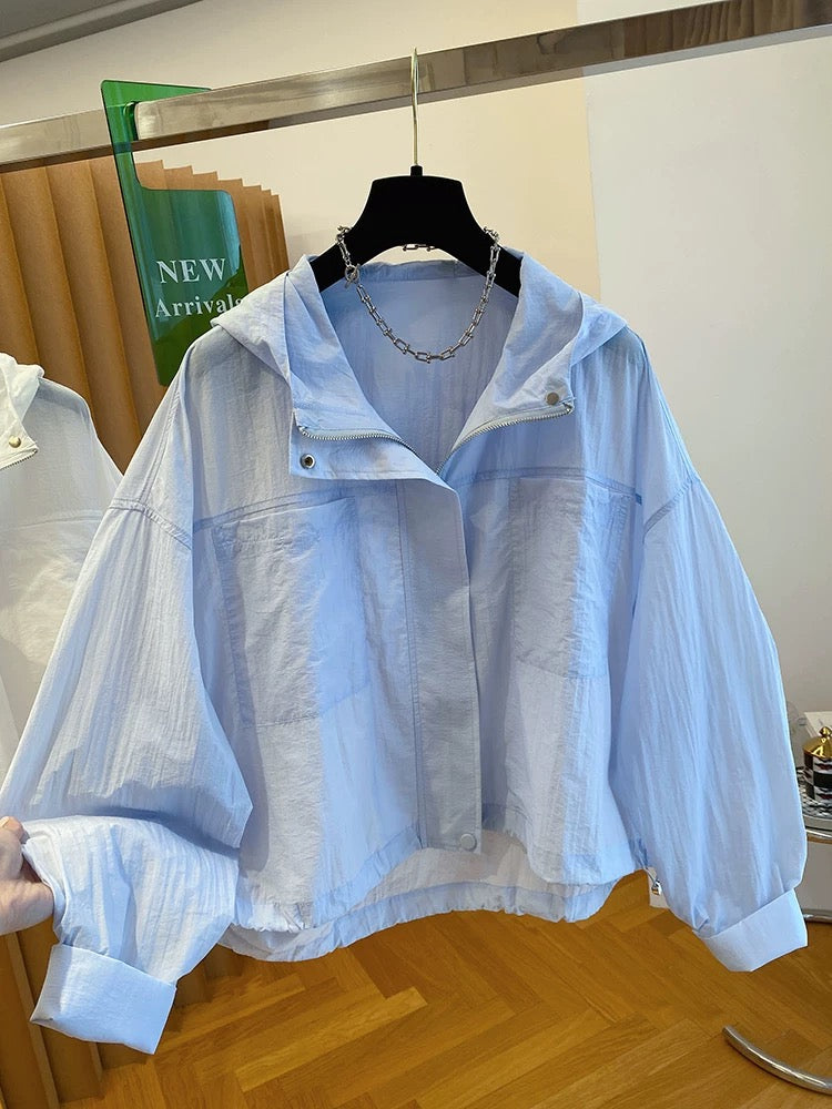 High-grade yellow hooded sun protection jacket for women in summer 2025 new loose casual versatile light sun protection shirt