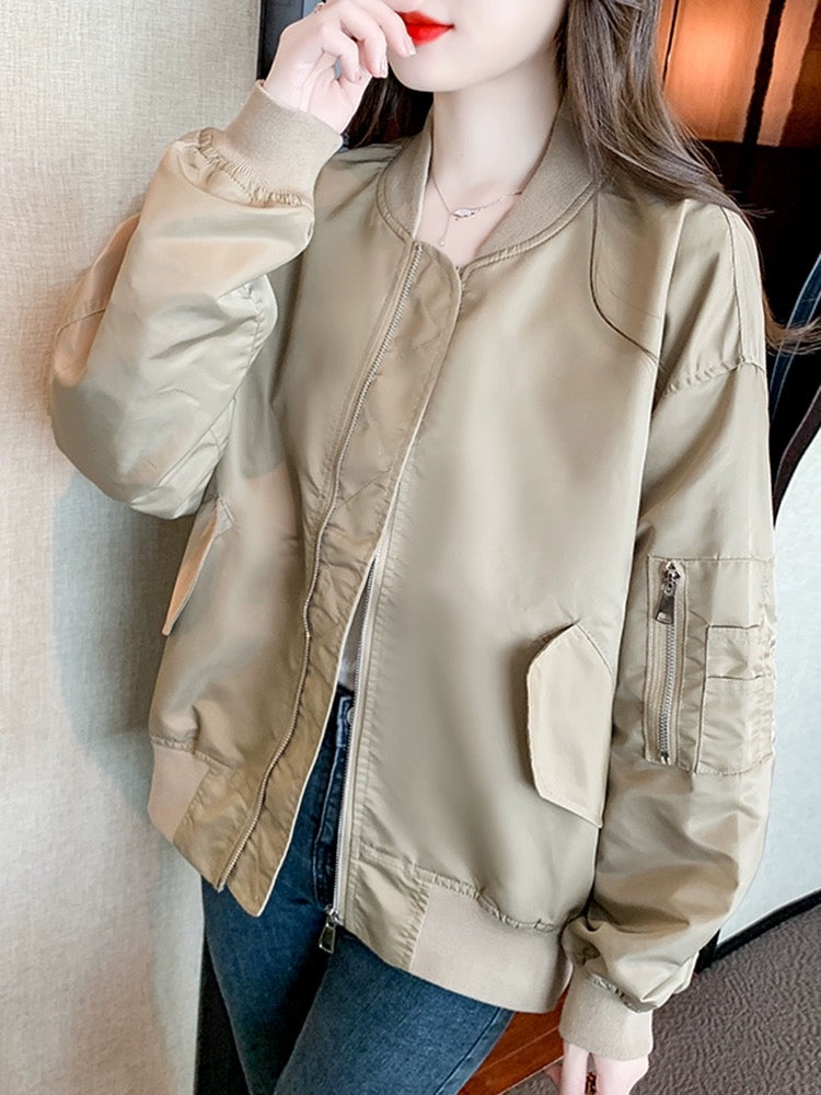 American retro casual jacket for women spring 2024 early spring new versatile loose baseball uniform loose outer top