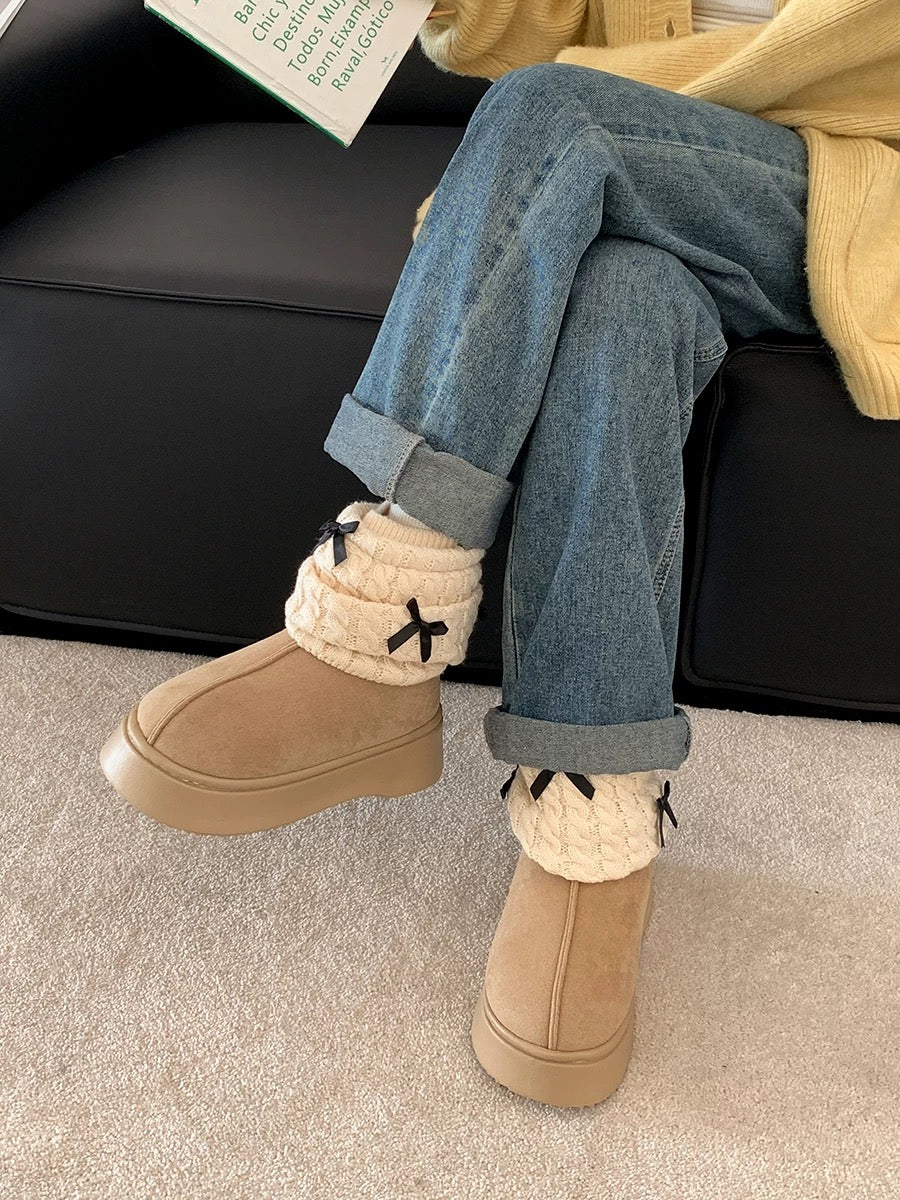 South in the south bow-knot heightening warm thick-soled snow boots women's 2024 new winter velvet thickened cotton shoes