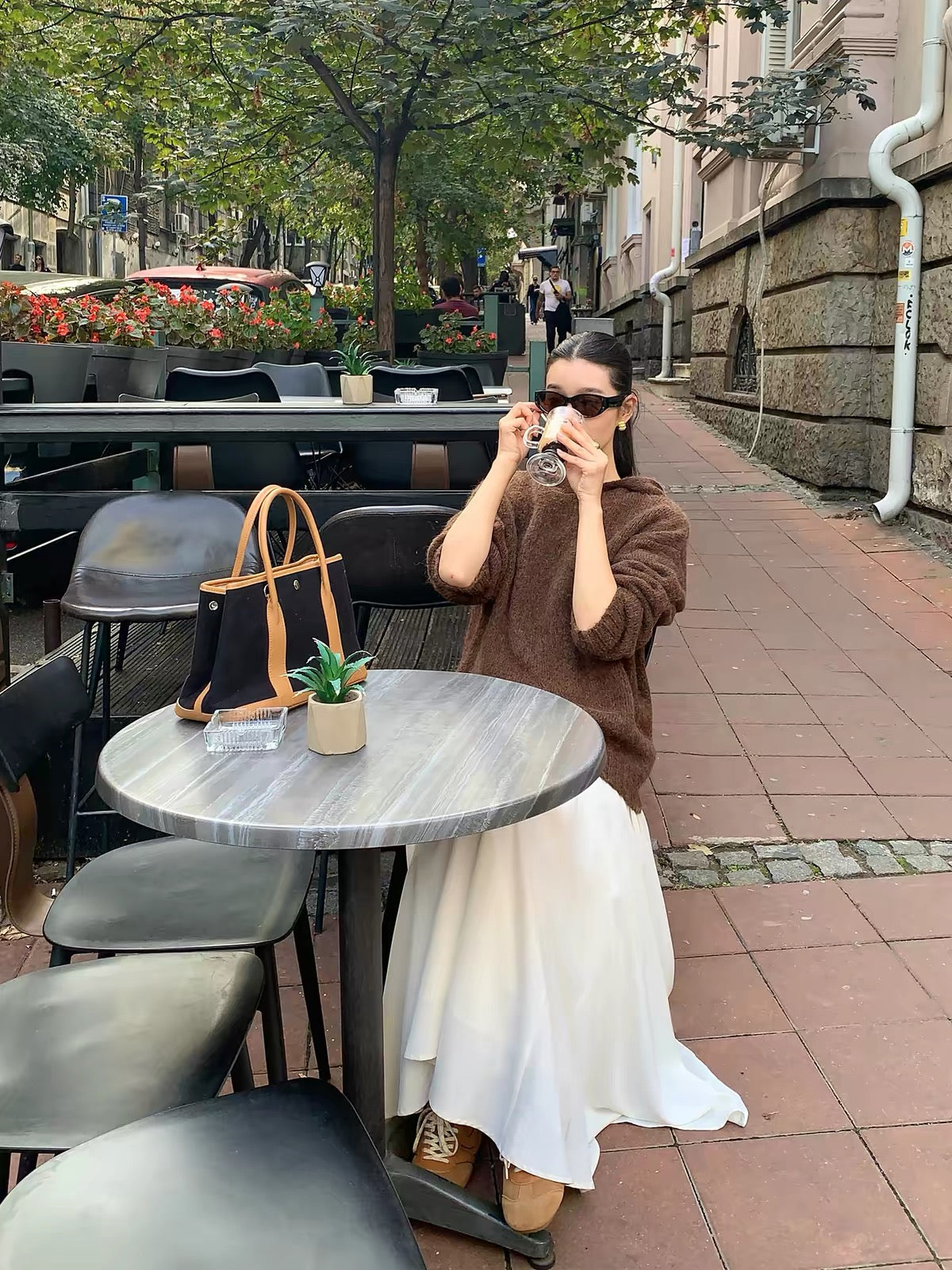 pusumede Moonlight Waltz Women's White High-Waisted A-Line Maxi Skirt – Loose, Flared, and Elegant with a Beautiful Drape