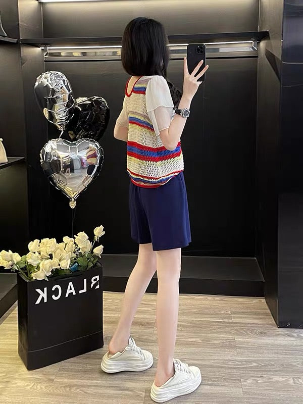 Women's Stylish & Chic Casual Sportswear Set – Summer 2026 New Arrival (Puff-Sleeve Top & Shorts Two-Piece Set)