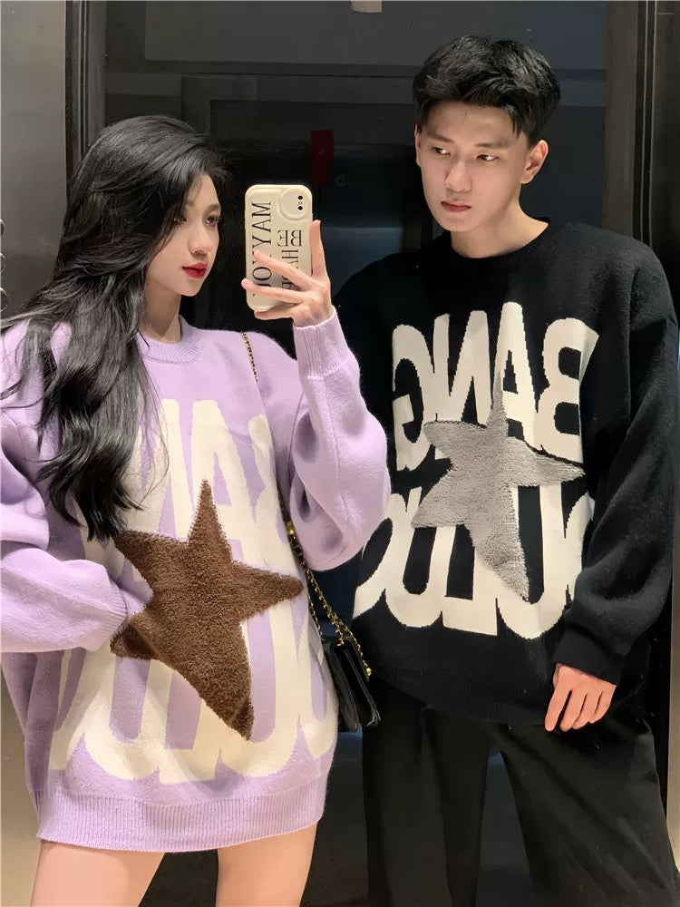 Couple wear autumn and winter 2024 new ins super hot sweater for men and women Korean version loose French sweater jacket trendy brand