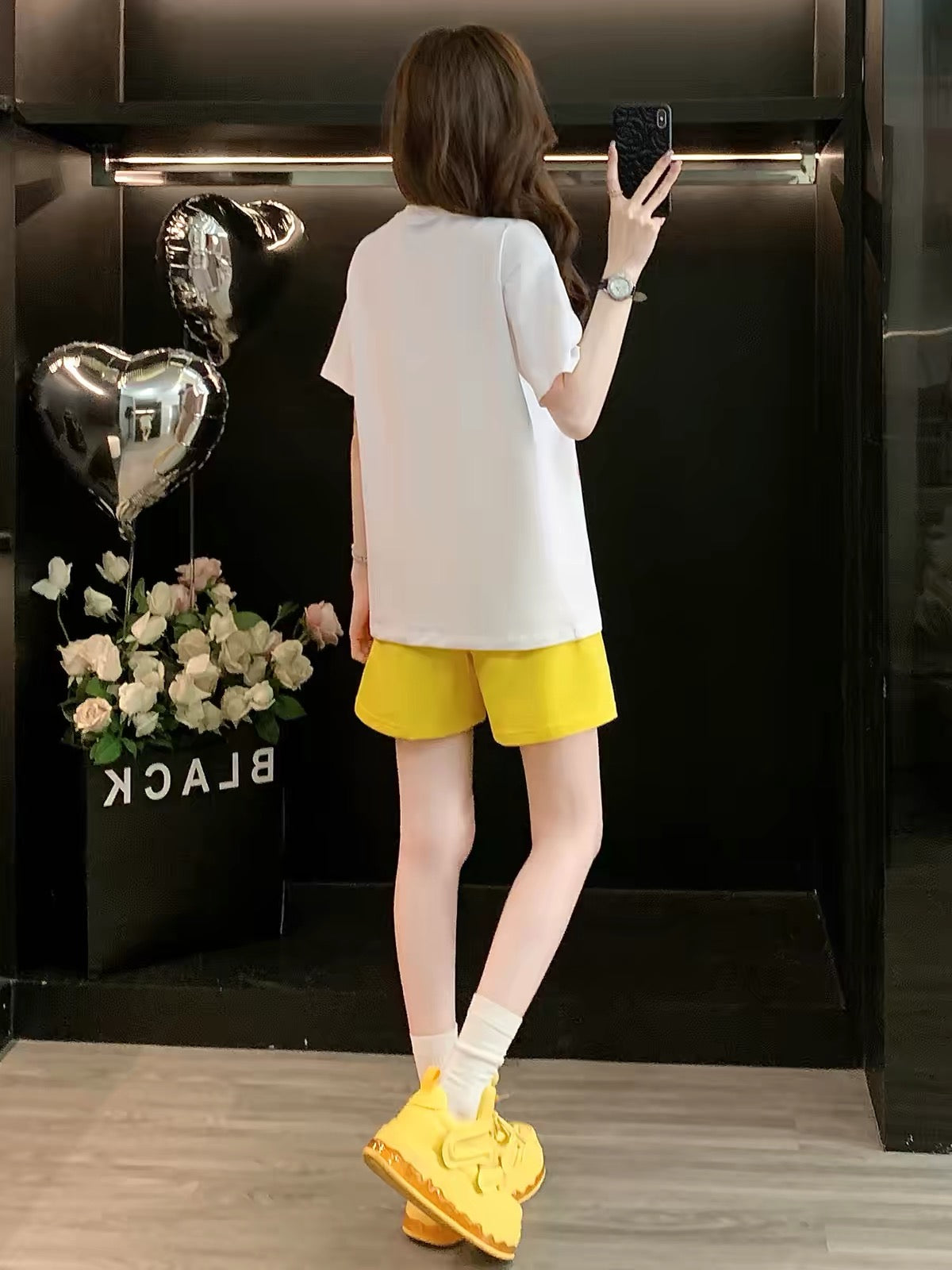 Women's Summer Casual Sporty Two-Piece Set – Cute Print, Short-Sleeved Top & Shorts; Loose, Trendy Fit That Flatters the Figure and Offers a Youthful, Slimming Look.