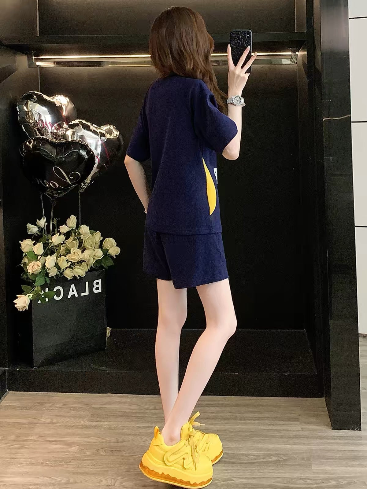 Women's Summer 2026 Letter-Print Matching Set: Trendy, Loose-Fit Short-Sleeve Top & Shorts – Casual, Stylish, and Youthful.