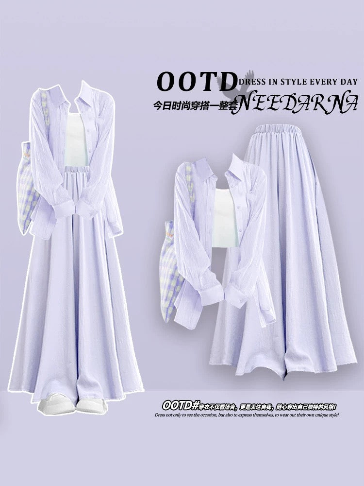 Summer dopamine outfit unique and beautiful slightly fat waist small skirt suit female 2025 super beautiful dress