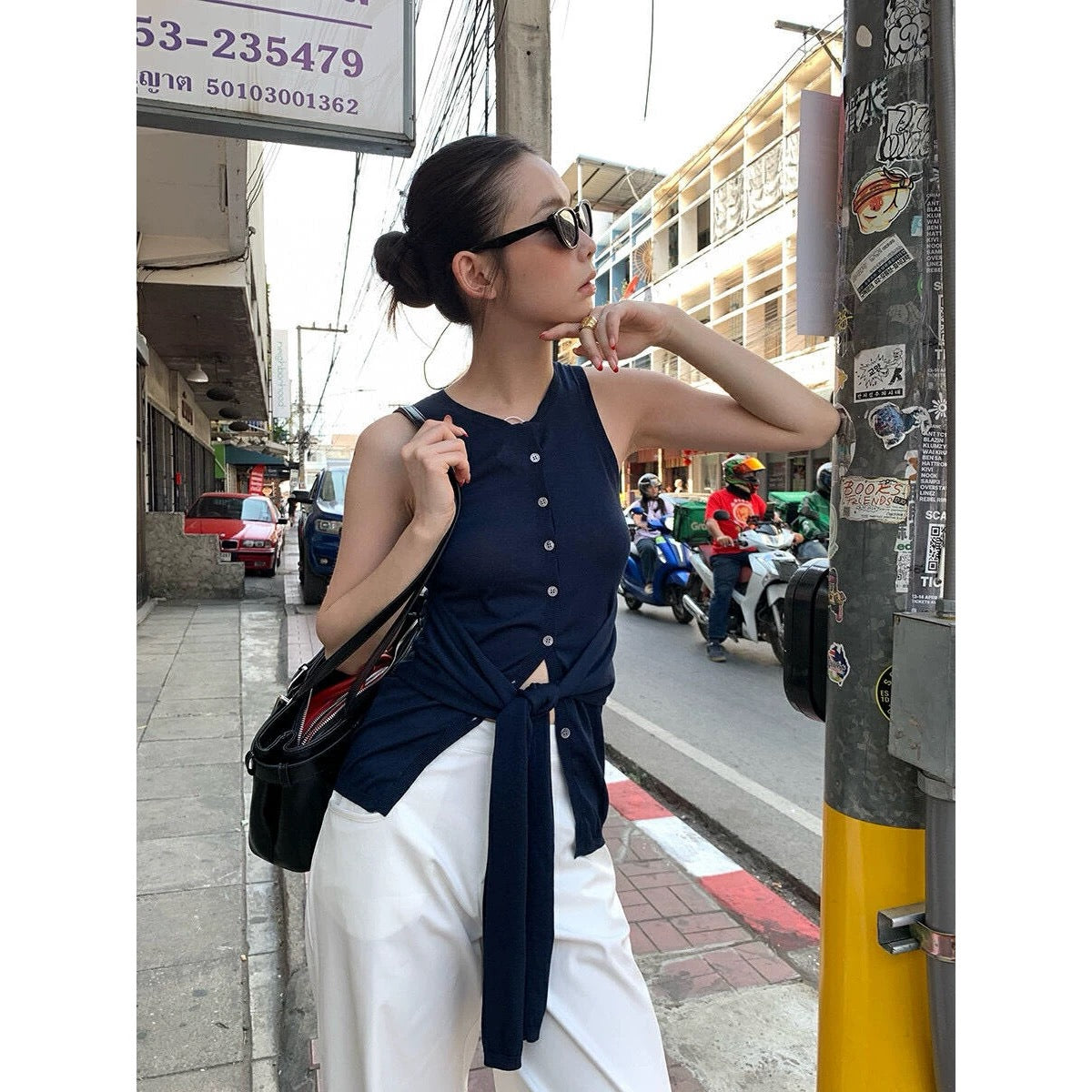 Hot girl irregular strapless camisole sleeveless waist slim fit strap top vest W3990# GLP