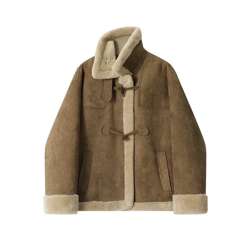 XinmonLee retro loose lambswool coat women's autumn and winter new thickened fur one-piece plush top