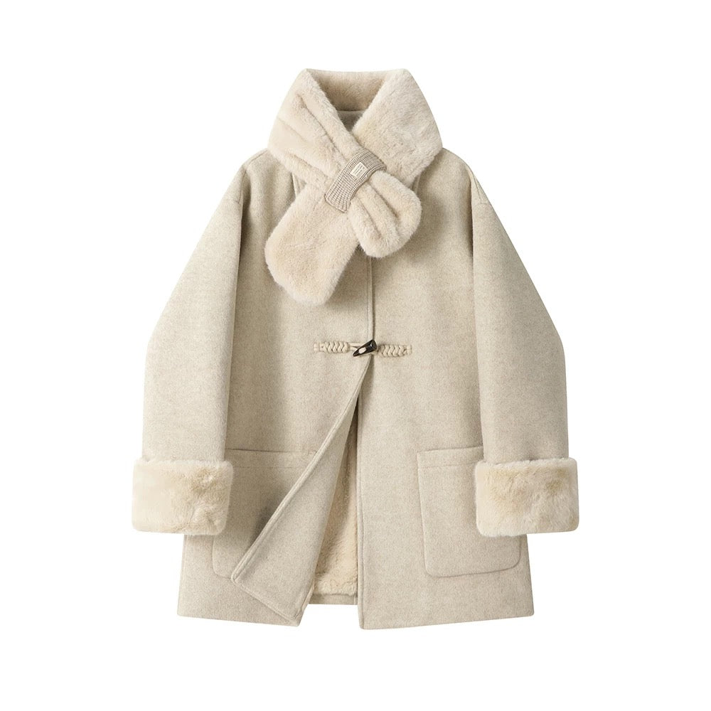 XinmonLee's high-end and super-good-looking mid-length woolen coat winter velvet thickened temperament women's coat