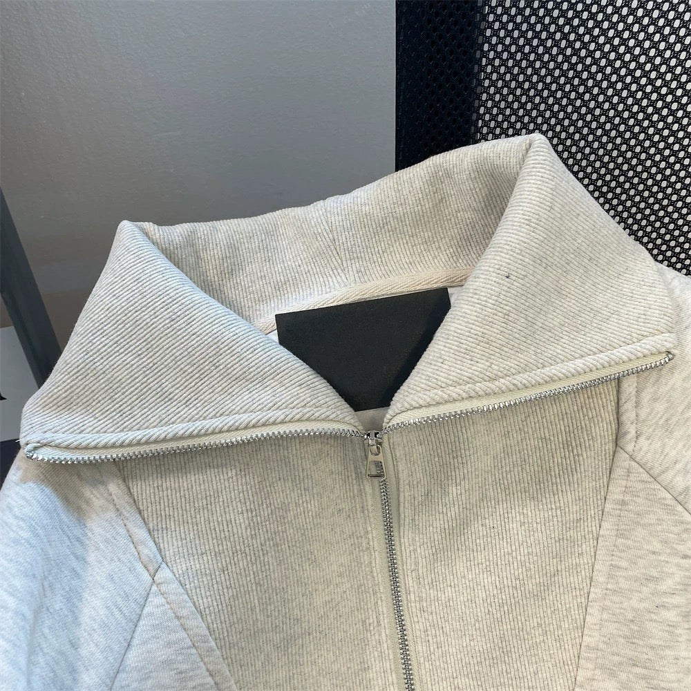 Korean style, cute half-zip collar sweatshirt, unisex, autumn/winter 2024 new popular fleece-lined polo shirt top