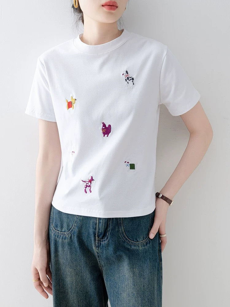 White slim round neck short-sleeved T-shirt female 2025 new summer shoulder hot girl super beautiful unique beautiful top