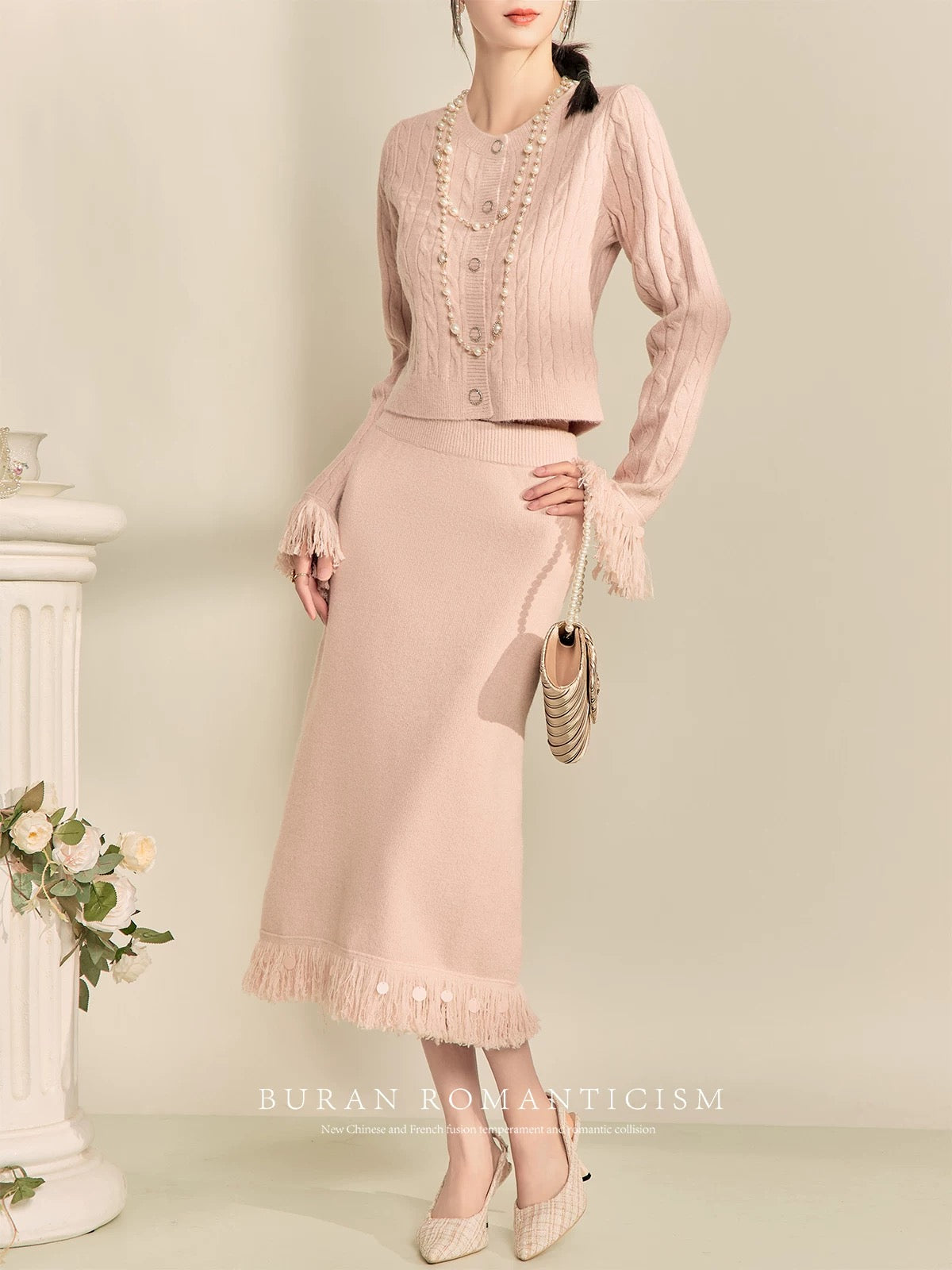 BURAN sweater dress knitted dress women's 2024 new autumn set two-piece set for autumn wear