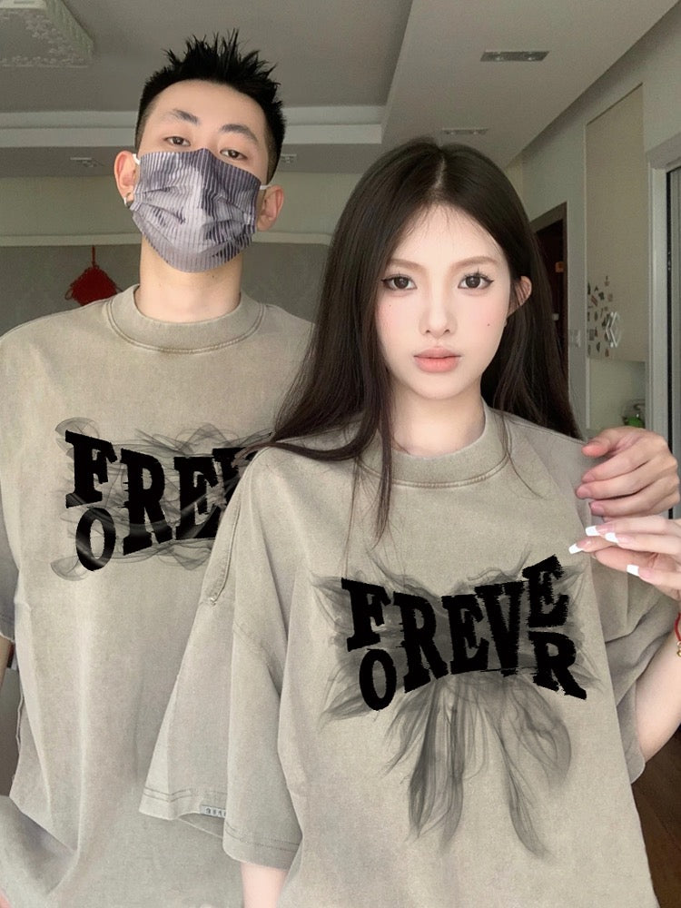 Disoo couple wear summer t-shirts are not the same niche high-end short-sleeved 2023 new trend brand summer clothes