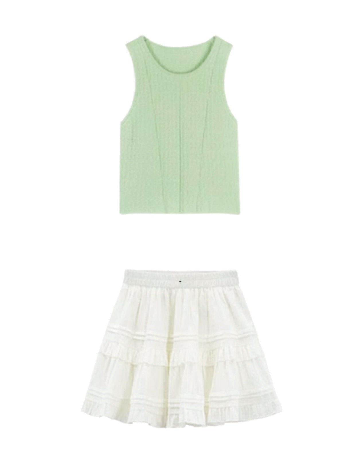 Internet celebrity 2023 fried street suit vest top skirt two-piece suit female summer small milk wear a complete set