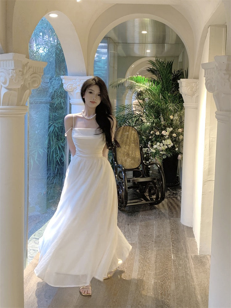 Pure desire wind waist strap dress women's summer 2023 new sexy temperament skirt high-end mid-length skirt