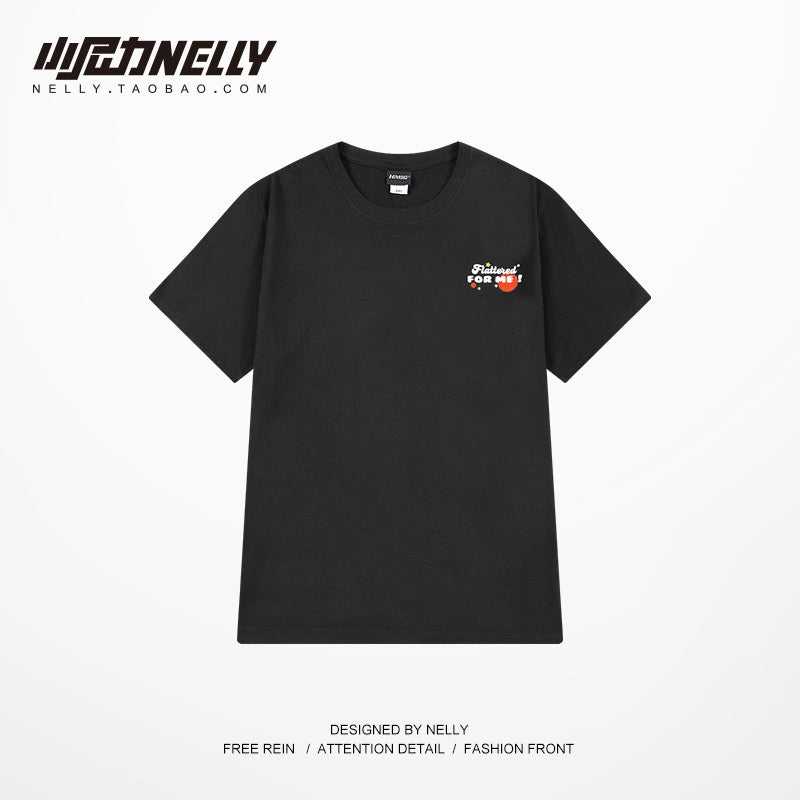 Short-sleeved men's trendy brand ins trend summer loose T-shirt couple outfit hip-hop half-sleeved t-shirt national tide top five-quarter sleeves