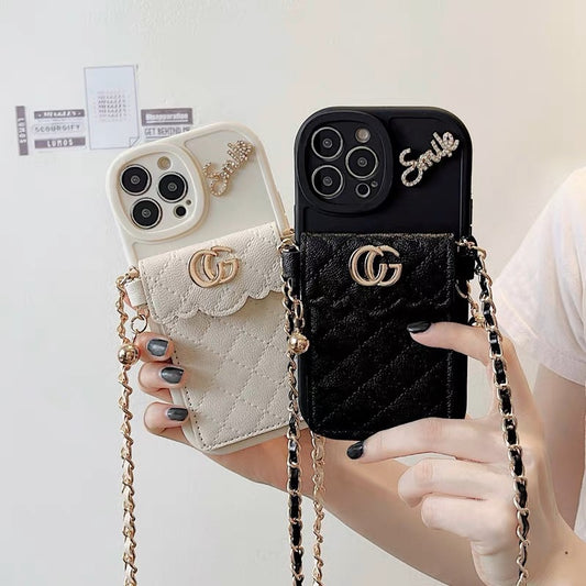 Simple light luxury lace change card bag is suitable for iphone13promax Apple 12 mobile phone case 11 simple 14pro personality 12 can be back Messenger rope soft xr all-inclusive 7p/8plus creative xs