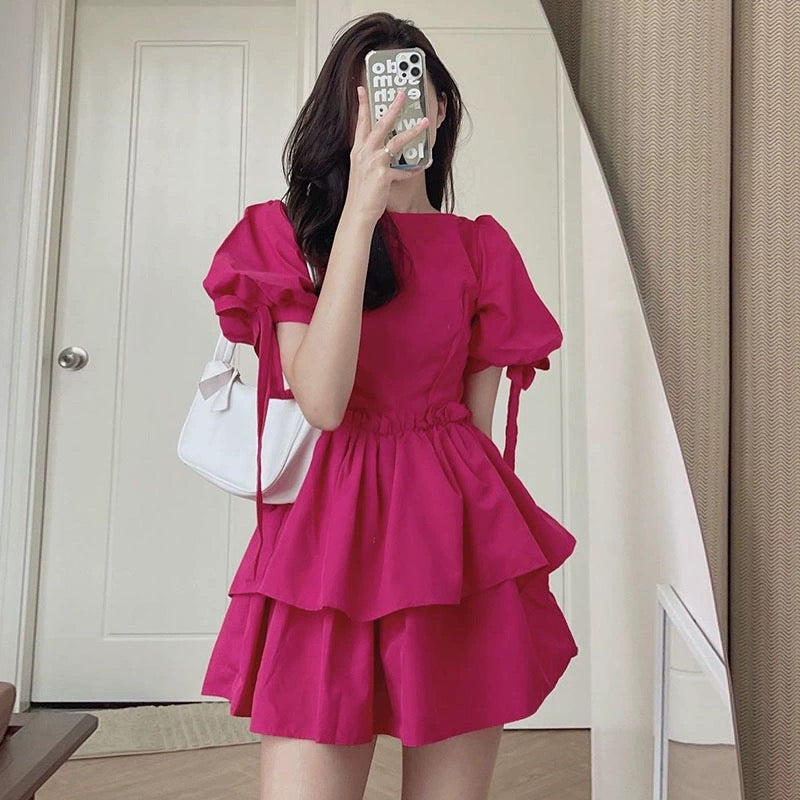Korean Short Sleeve Dress Elegant Long Dresses Women Summer Casual Short Sleeve Vintage Korean Short Sleeve Dress Elegant Long Dresses Women Summer Casual Short Sleeve Vintage