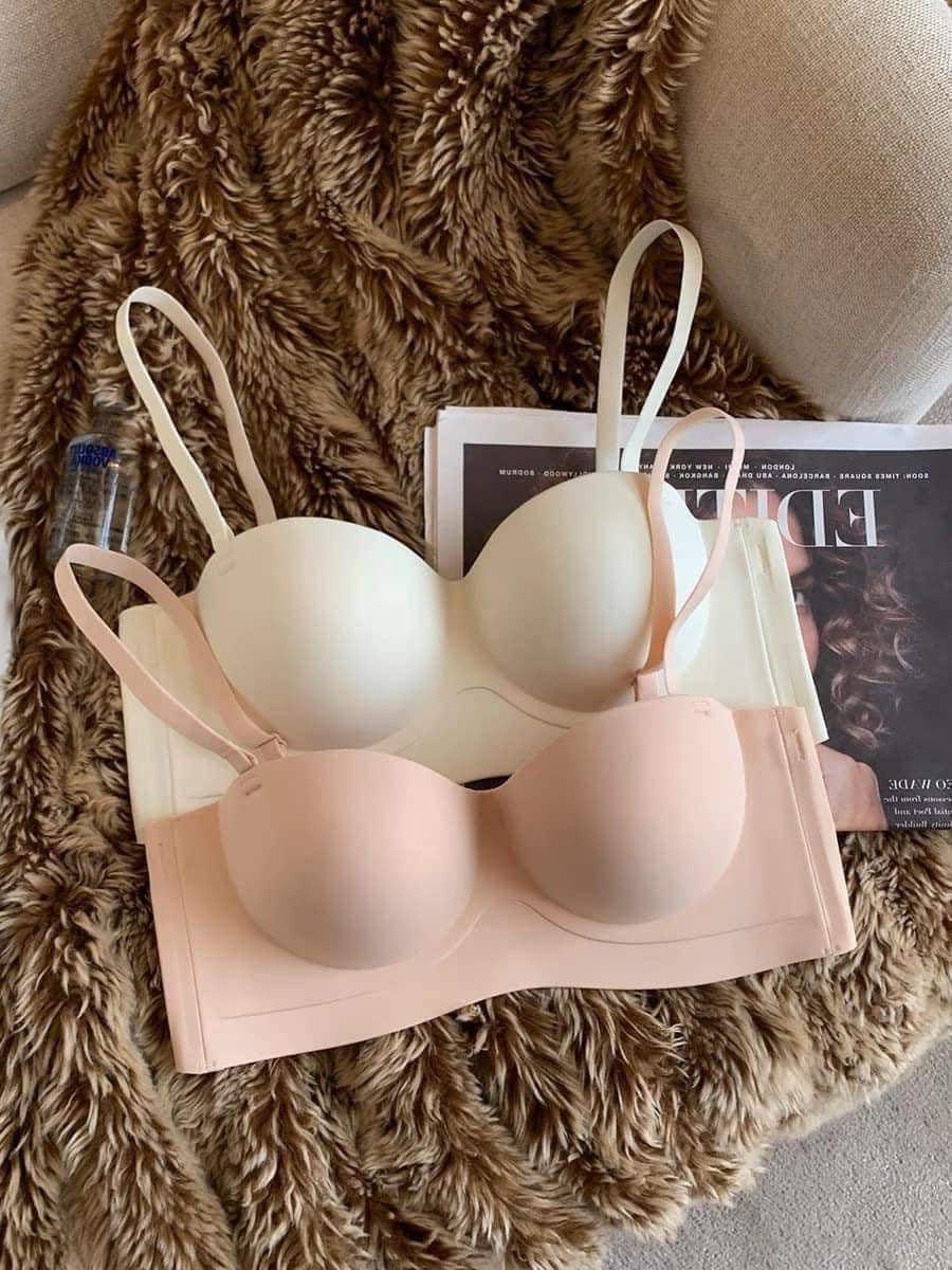 Strapless underwear women's non-slip gathered small chest shows