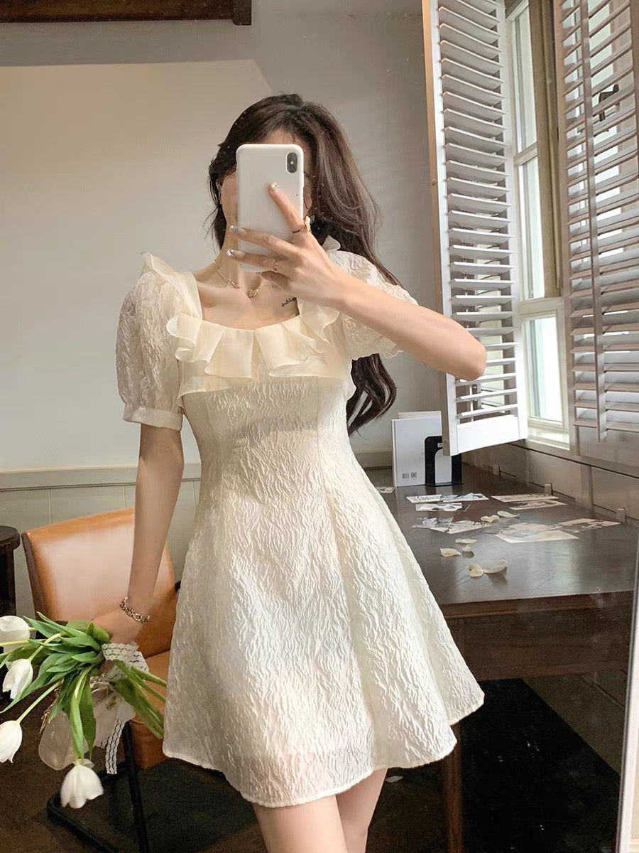 GUOGUOWOMEN Guoguojia solid color simple wood ear decorative textured fashion retro all-match dress 14