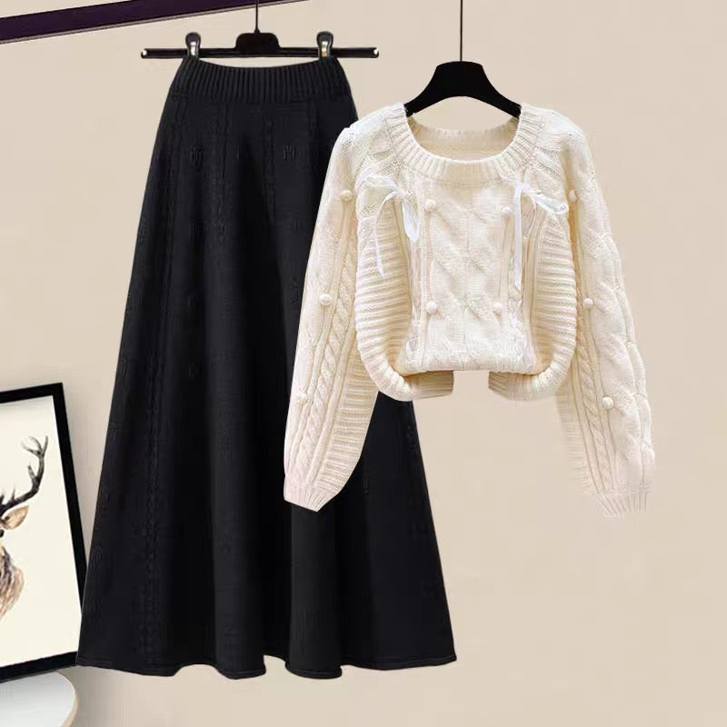 Autumn women's clothes with temperament winter skirts skirts sweaters small fragrance suits women's autumn two-piece suits 1877
