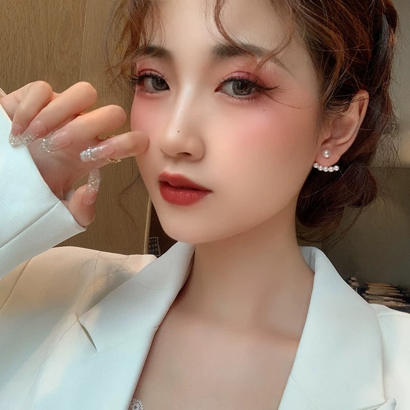 Wang Ziwen same style pearl earrings female niche earrings 2021 2022 new trendy high-end light luxury ear jewelry