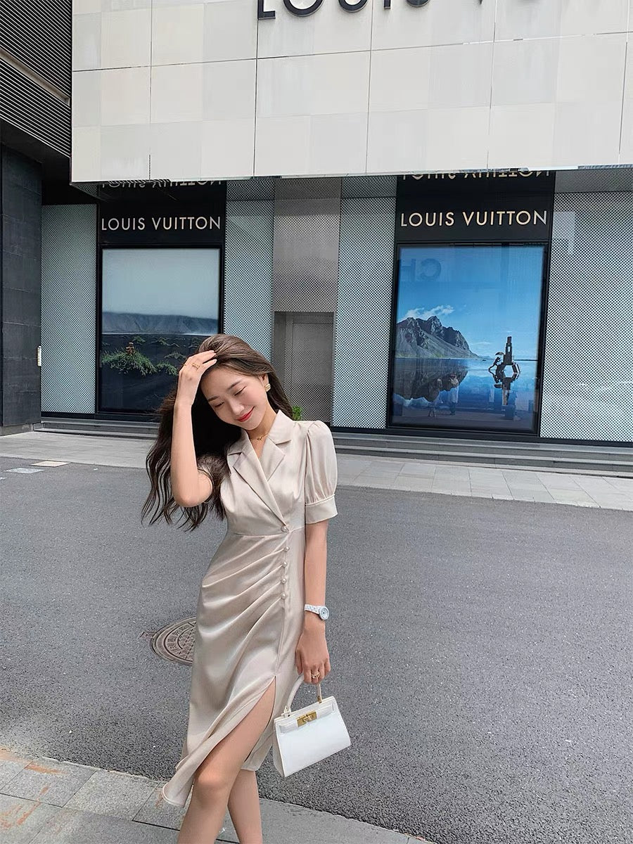 Guoguo's suit dress women's summer 2022 new high-end sense slit waist and thin design suit skirt 49