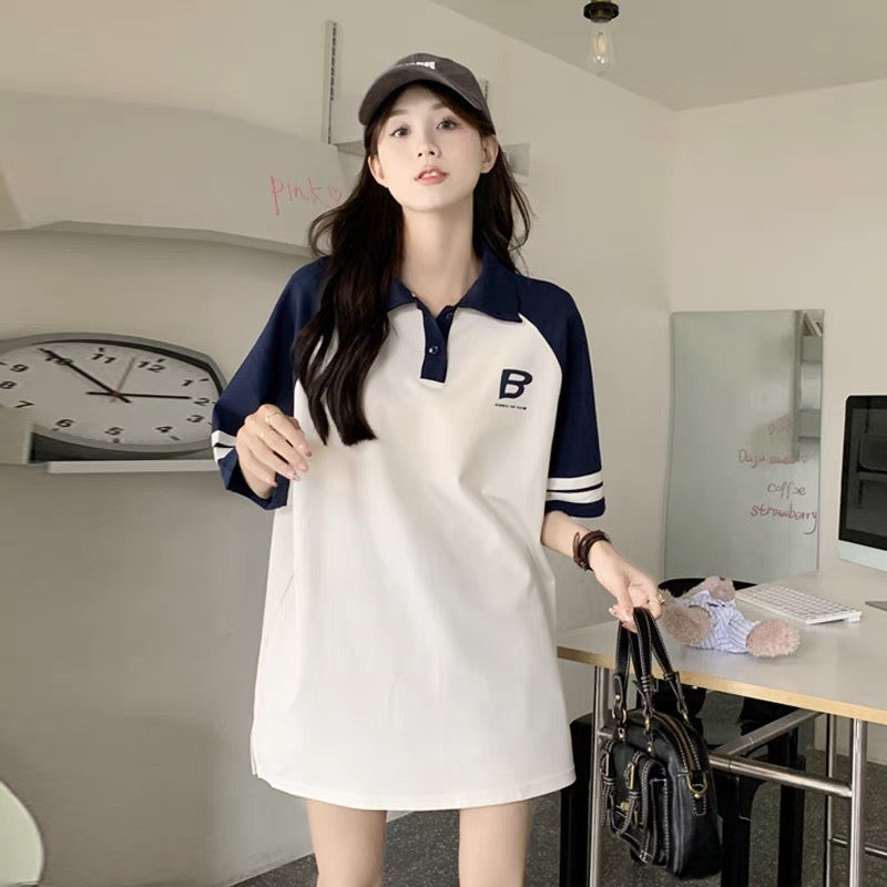 Polo collar short-sleeved T-shirt women's summer 2022 new design sense niche loose half-sleeved chic and unique top clothes