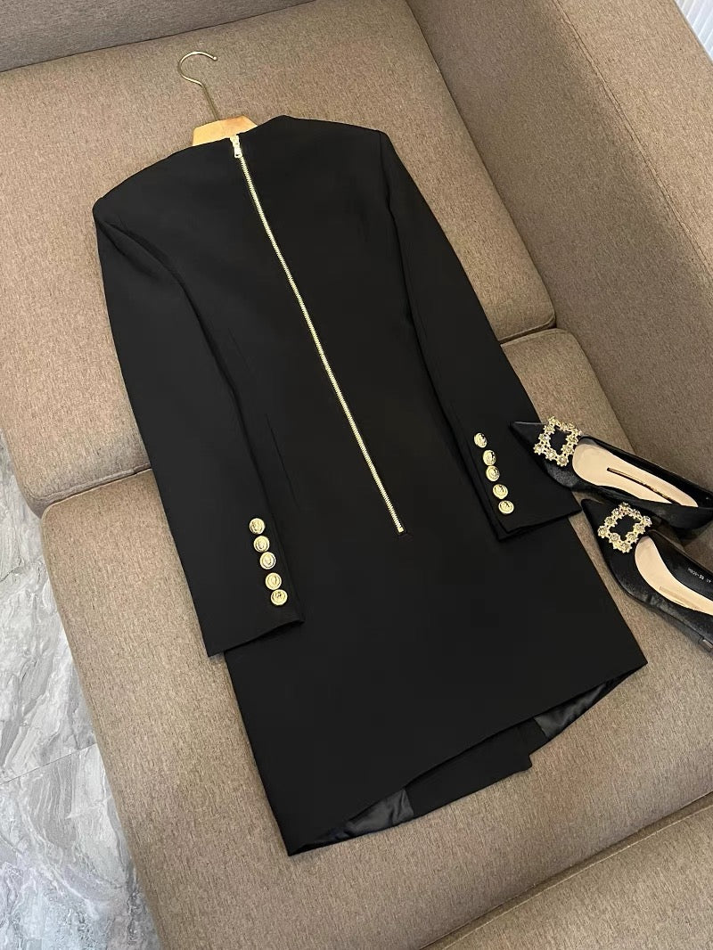 Women's dresses waist and slim temperament three button V-neck suit skirt bag hip short skirt European and American style 6484