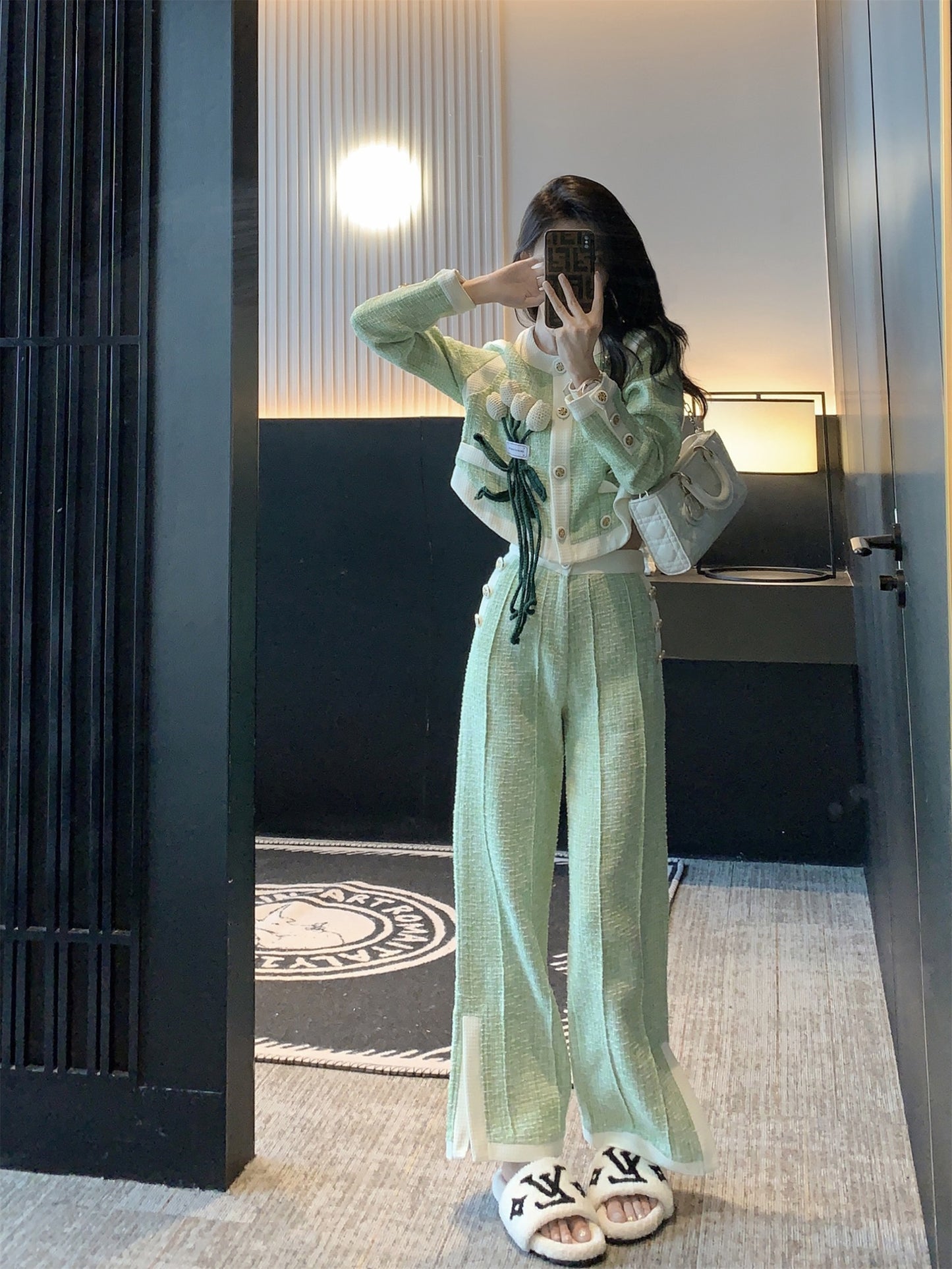 MUEL Xiaoxiangfeng suit women's winter clothes 2022 new fashion celebrity temperament high-end wide-leg pants two-piece set