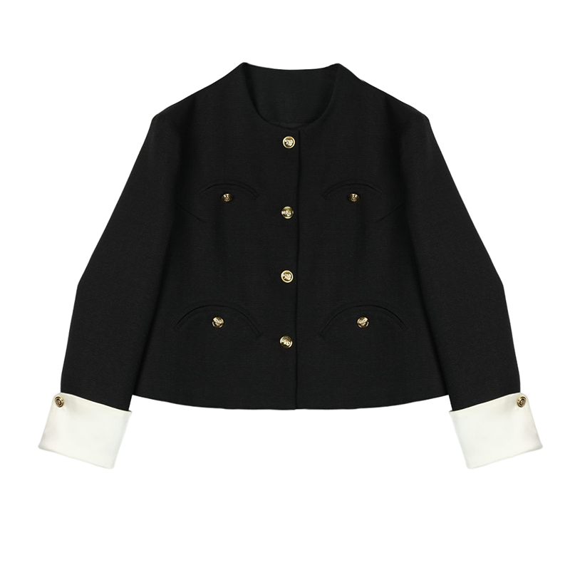 MUKOK high-end black small fragrance short jacket women's 2023 spring new slim temperament short top