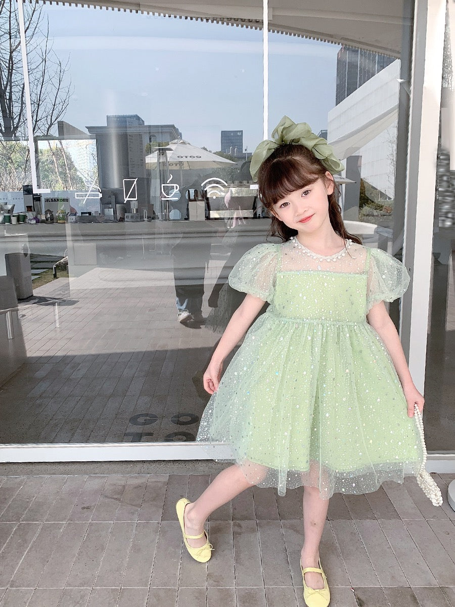 Girls Dress 2023 New Summer Dress Children's Korean Version Slim Short-sleeved Princess Dress Baby Summer Fashion Western Style