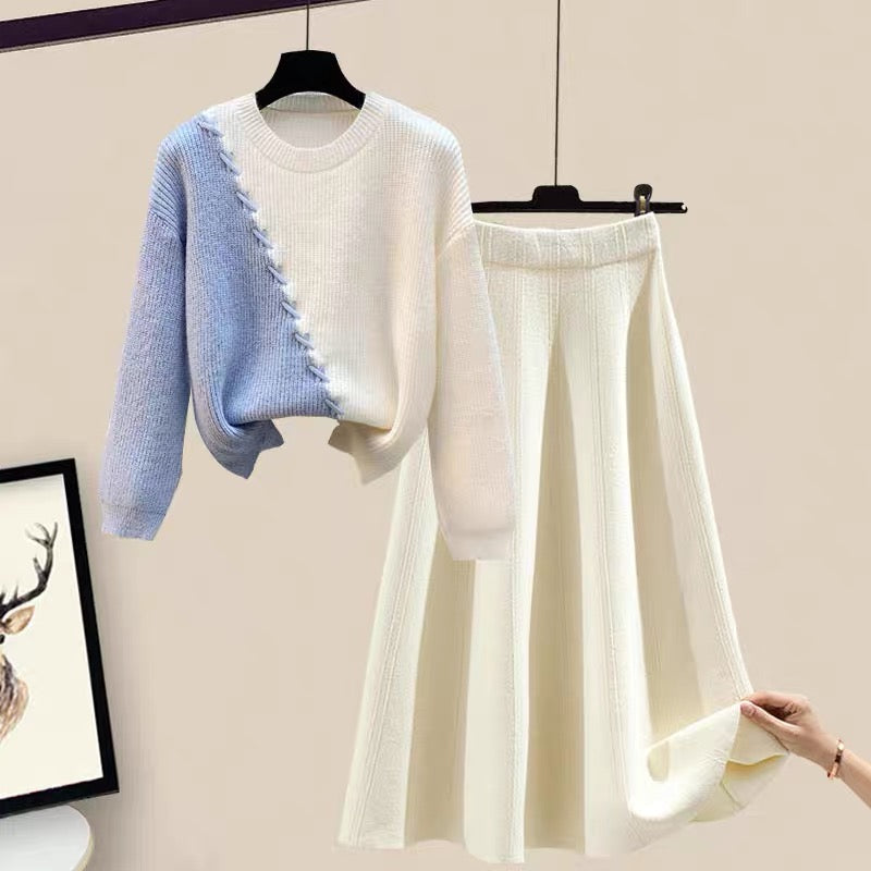Winter women's clothing with temperament winter skirts skirts sweater suits winter clothing 2021 new women's two-piece suit 1807