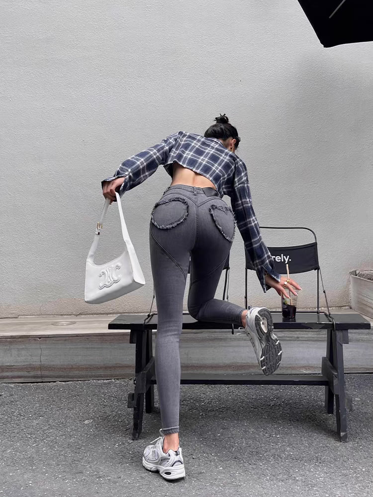Jingye Hot Girl Love Jeans Women's Autumn New A-line High Waist Slim Tight Skinny Pencil Pants