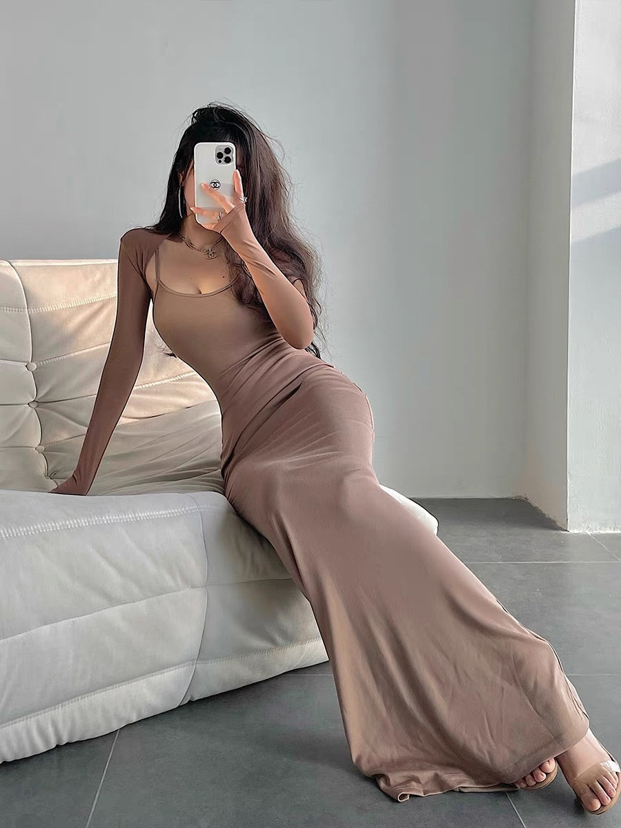 YoungGirlDay Pure Desire Sexy Slim Fit Slim Bag Hip Fishtail Sling Dress Bottom Mopping Long Dress
