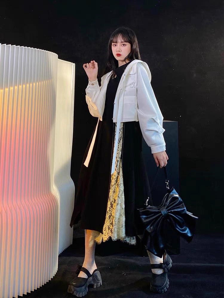 JZ Craftsman "Paris Night Banquet" dress spring and autumn design women's niche mid-length French black dress 1332